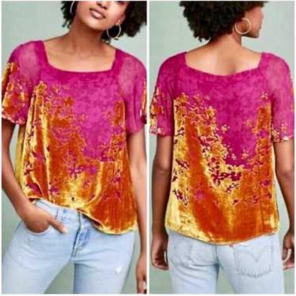 Maeve x Anthropologie, Ombré Shimmer tee